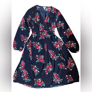 Isabel Maternity by Ingrid & Isabel Navy Floral Long Sleeve Empire Waist Dress